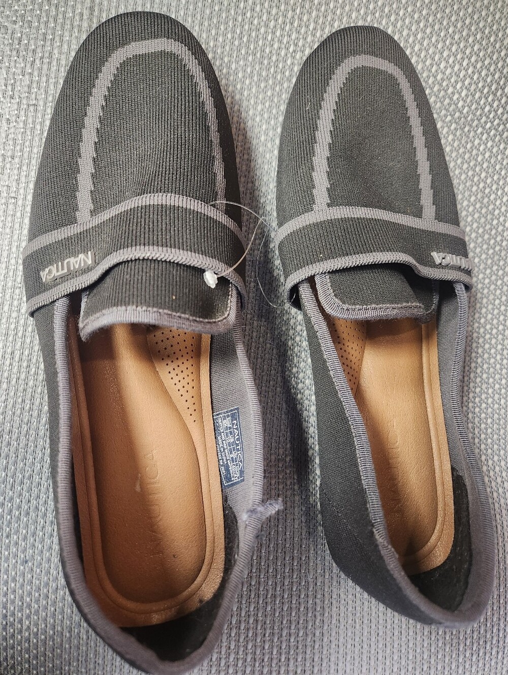 Nautica Men's Slip-On Knit Loafers in Charcoal and Light Gray